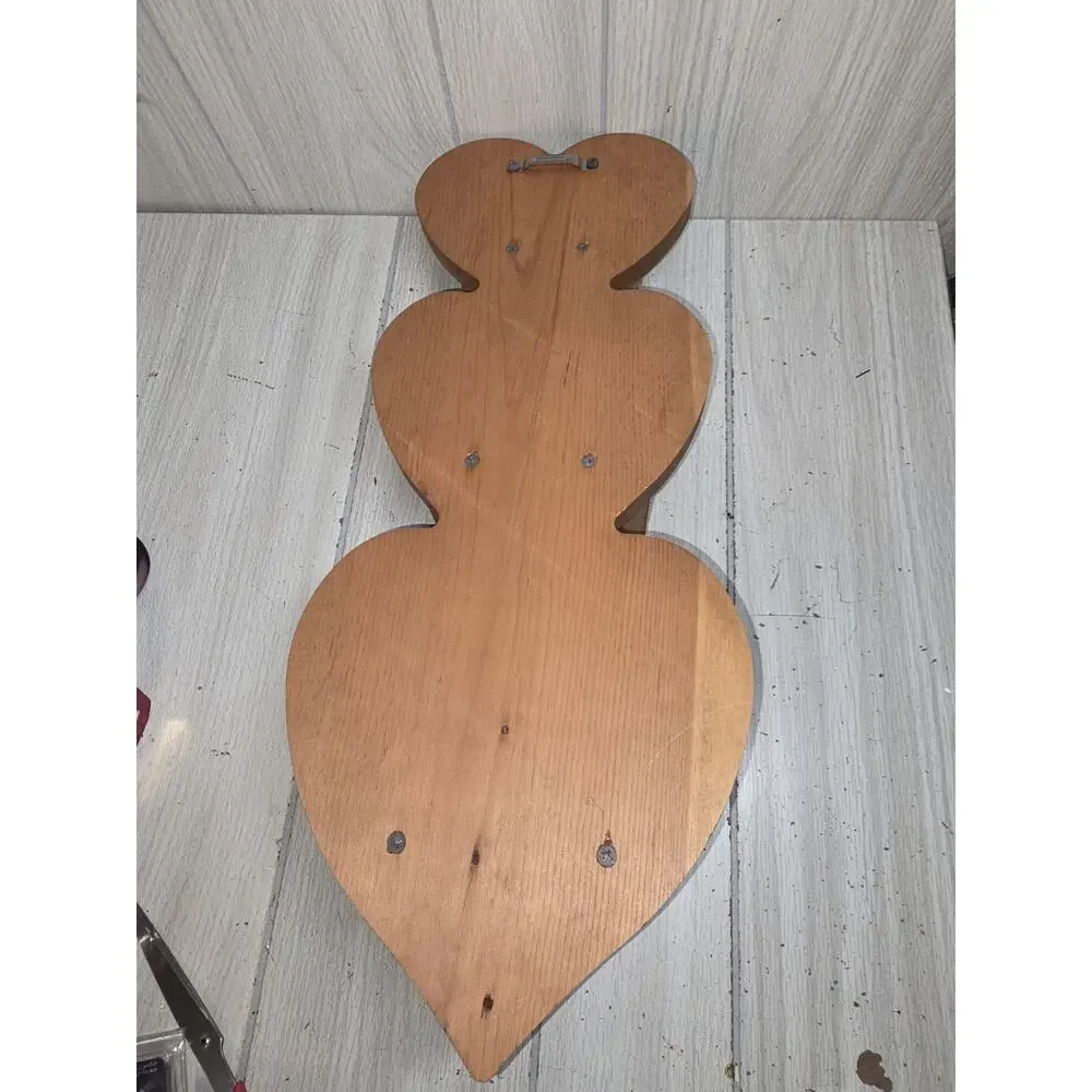 Vintage Wooden 3 Heart Shelf One Hook 21” x 8.5